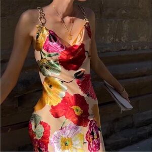 CULT GAIA RARE Nerida Dress painted floral chain link dress size S